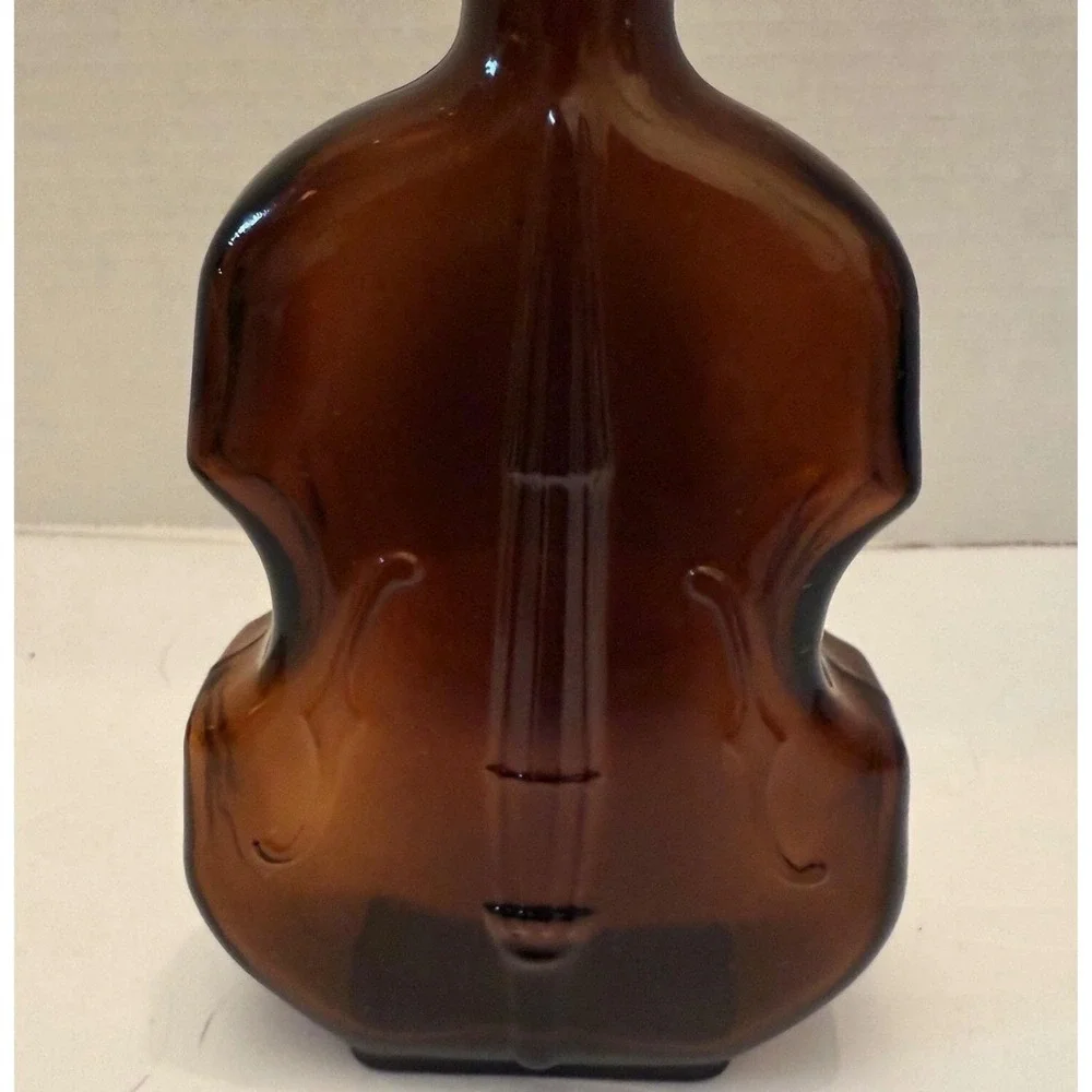 9.a.39 Vintage Amber Glass Cello Bottle Cello/Violin Vase Bottle